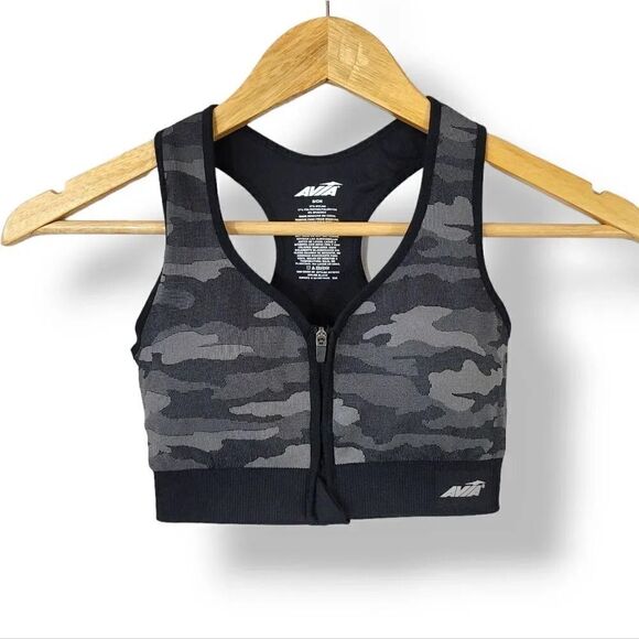 NEW Avia Activewear Women's Medium Support Sports Bra in Black Camo Size Small - Picture 11 of 12